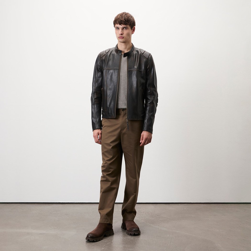 Edessa Gri Erkek Deri Mont