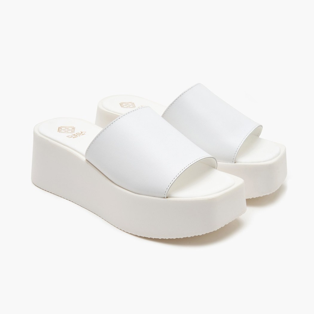 Edna Beyaz Kadın Deri Terlik