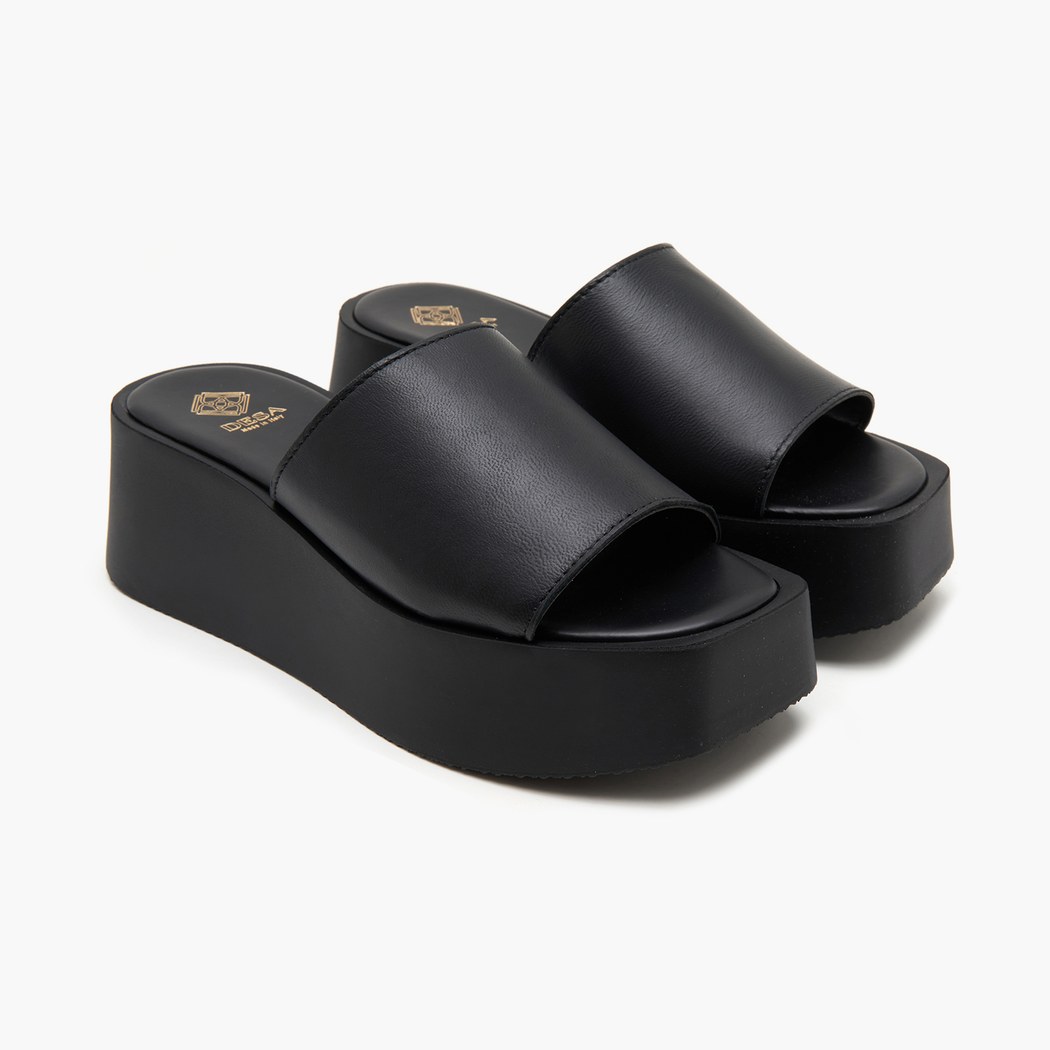 Edna Siyah Kadın Deri Terlik