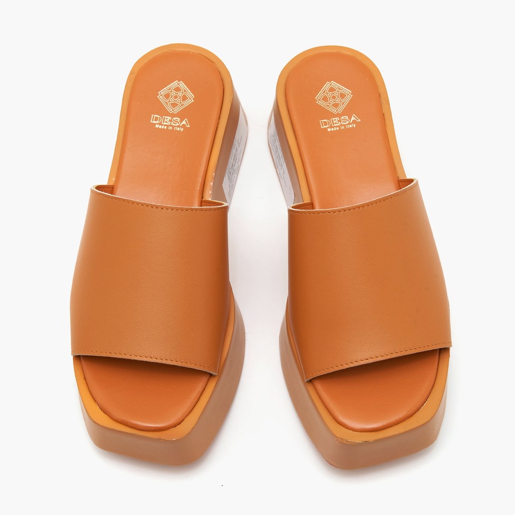 Edna Turuncu Kadın Deri Terlik