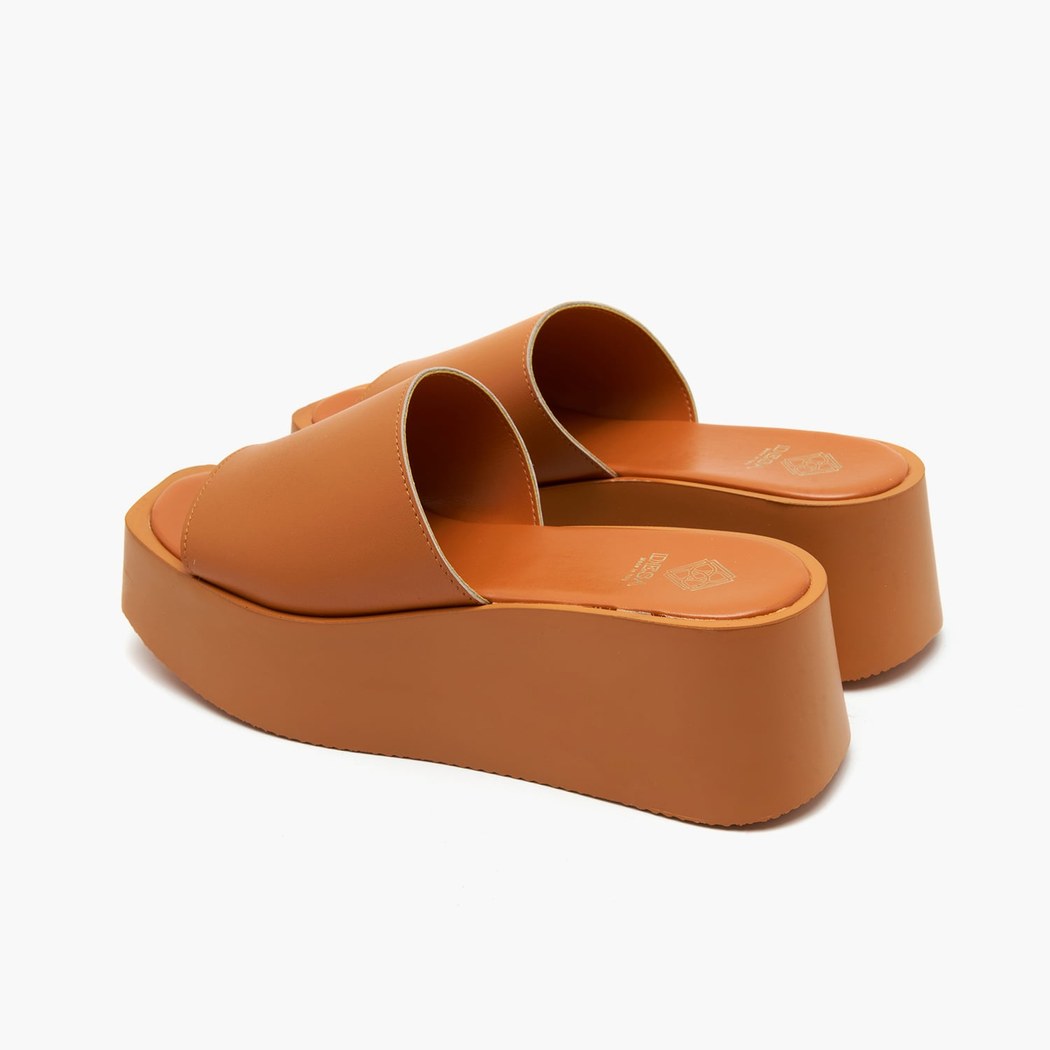 Edna Turuncu Kadın Deri Terlik