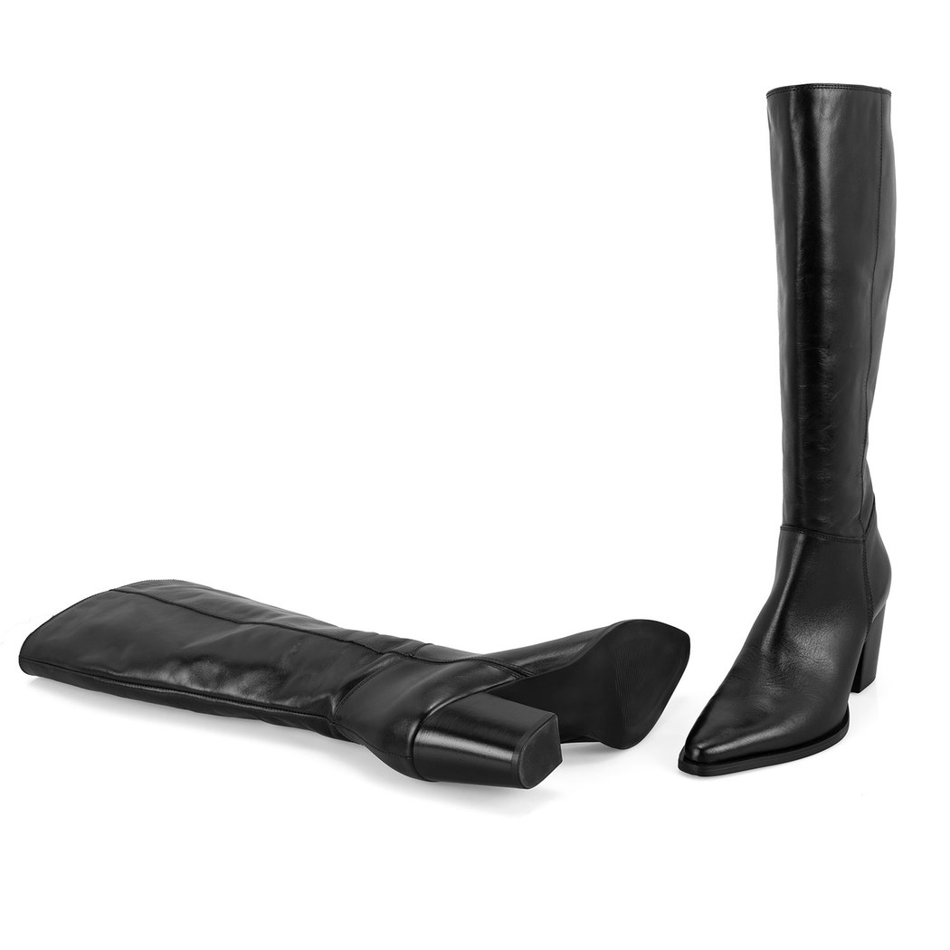 Eleni Siyah Kadın Deri Çizme