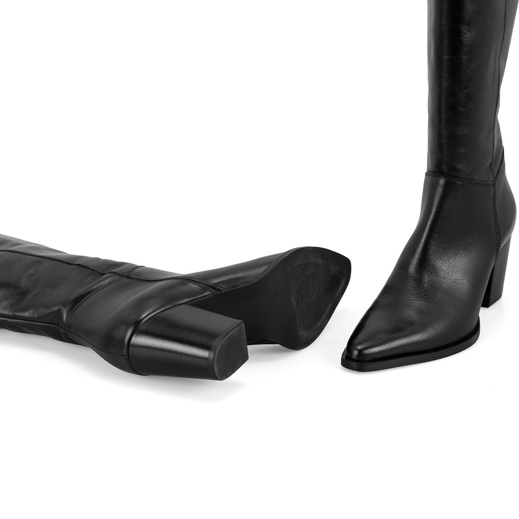 Eleni Siyah Kadın Deri Çizme
