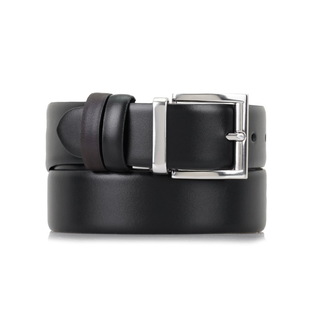 Elliott Siyah Erkek Çift Taraflı Klasik Deri Kemer