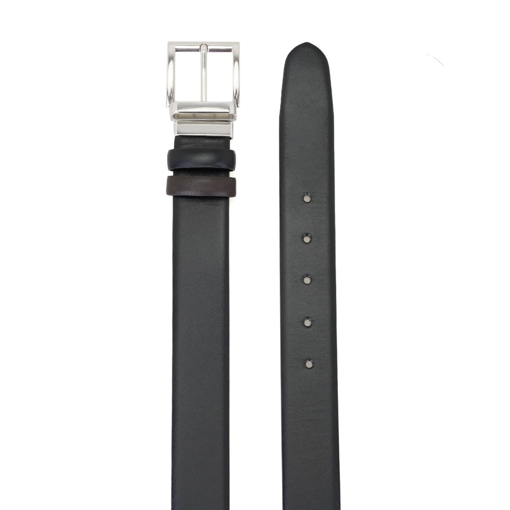 Elliott Siyah Erkek Çift Taraflı Klasik Deri Kemer