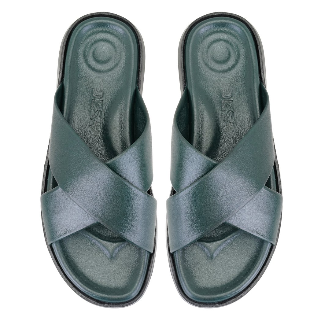 Emely Yeşil Erkek Deri Terlik