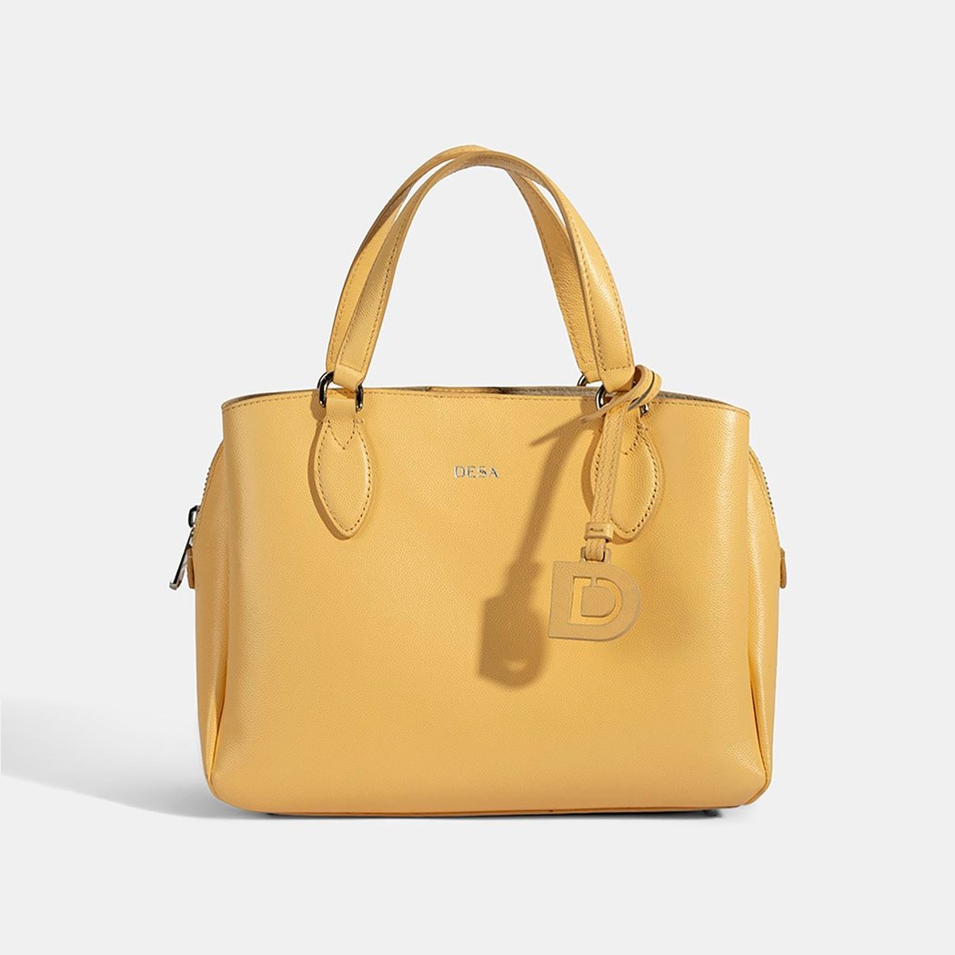 Emil Sarı Kadın Deri El Çantası