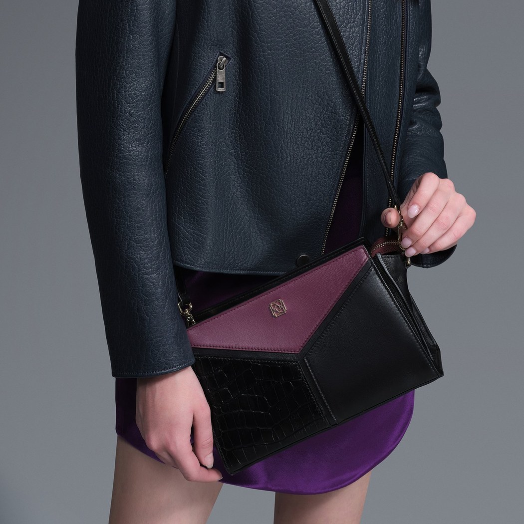 Emma Mor Kadın Kroko Baskılı Deri Omuz Çantası