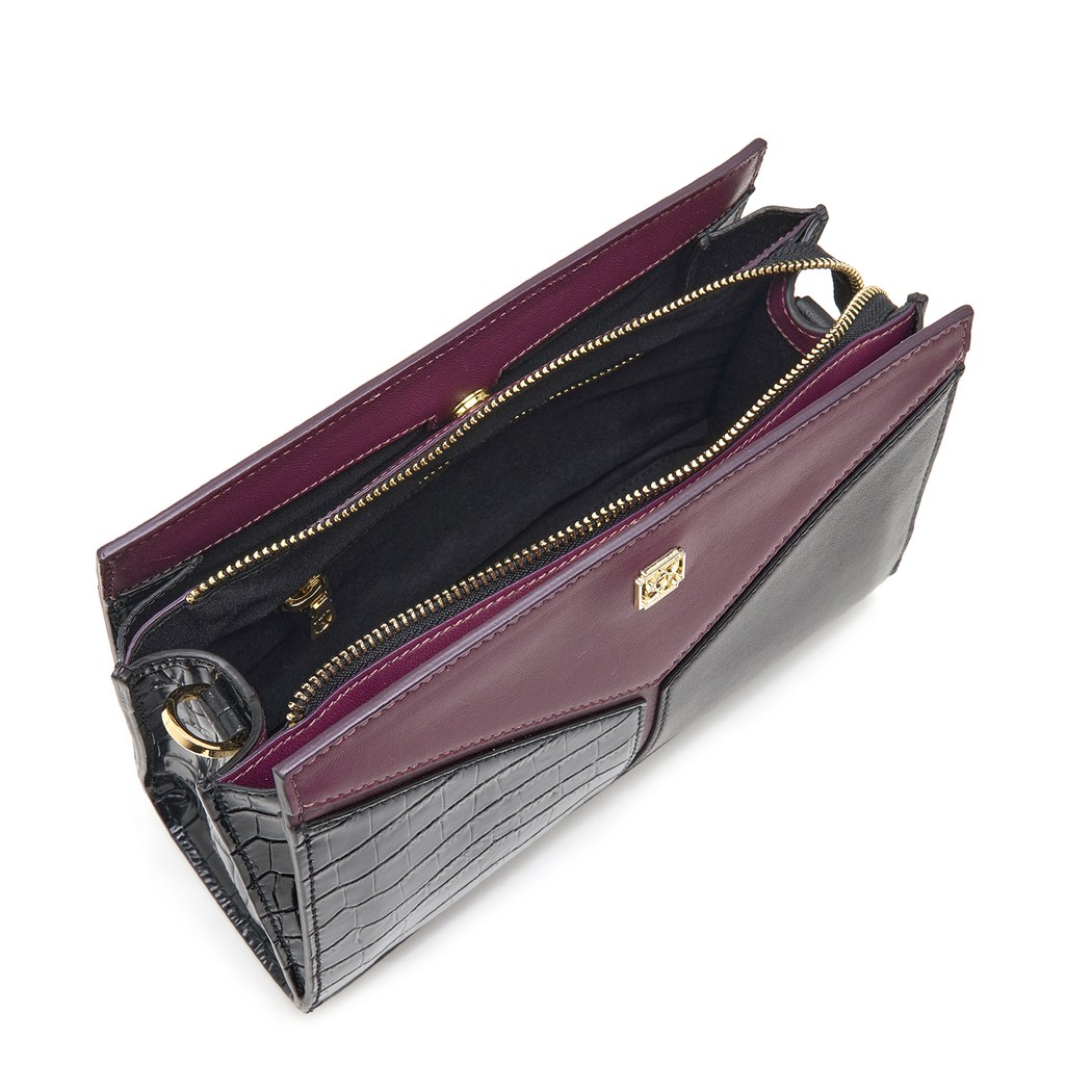 Emma Mor Kadın Kroko Baskılı Deri Omuz Çantası