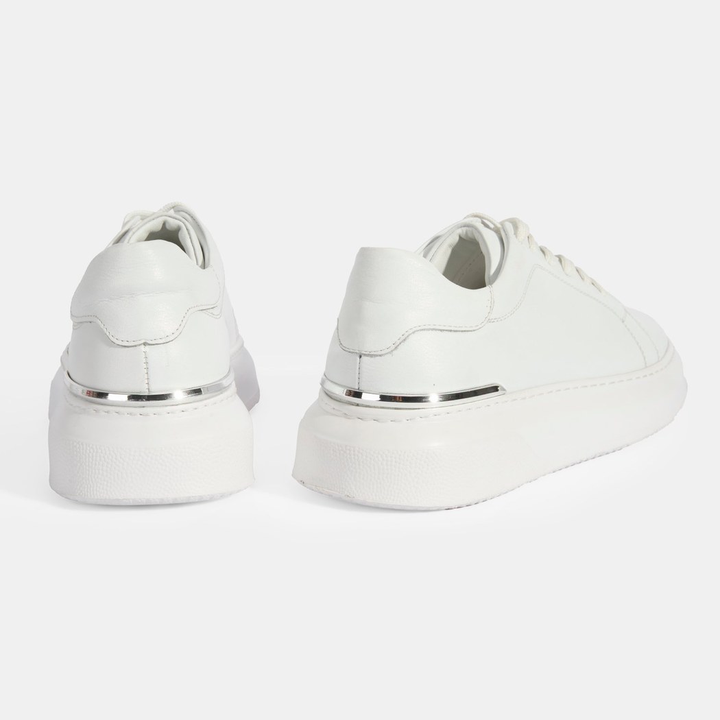 Erkek Beyaz Bağcıklı Deri Günlük Ayakkabı