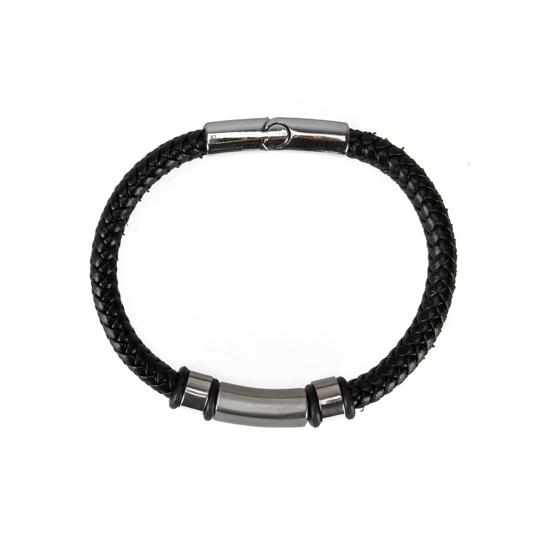 Erkek Deri Çelik Figürlü Bileklik