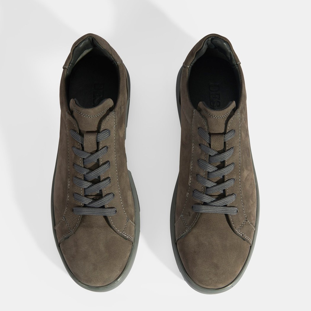 Erkek Gri Bağcıklı Nubuk Deri Günlük Ayakkabı