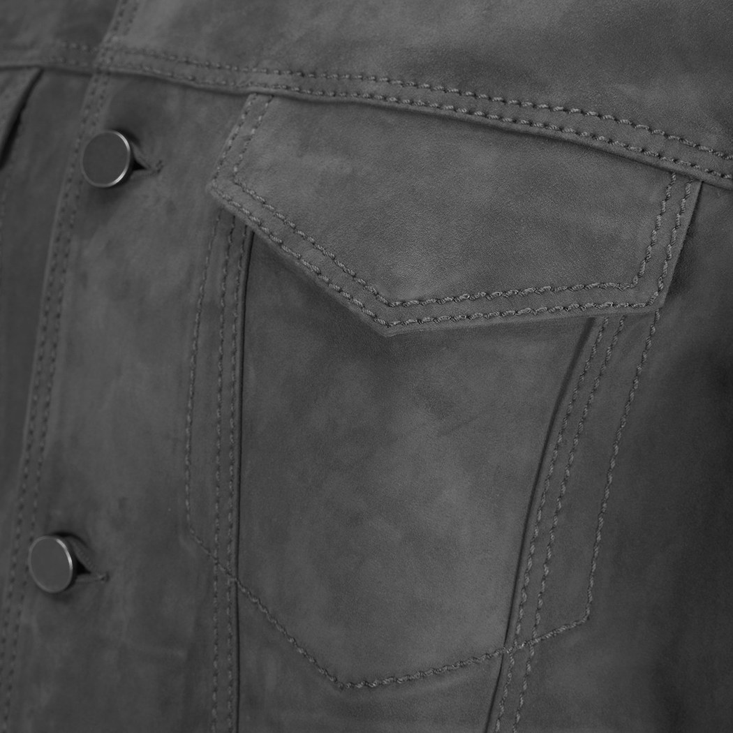 Erkek Gri Gömlek Yaka Süet Ceket