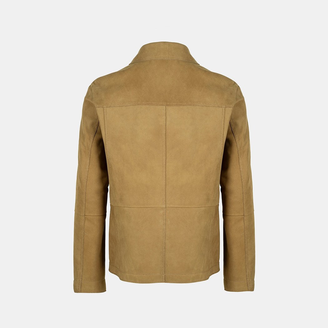 Erkek Hardal Gömlek Yaka Nubuk Ceket