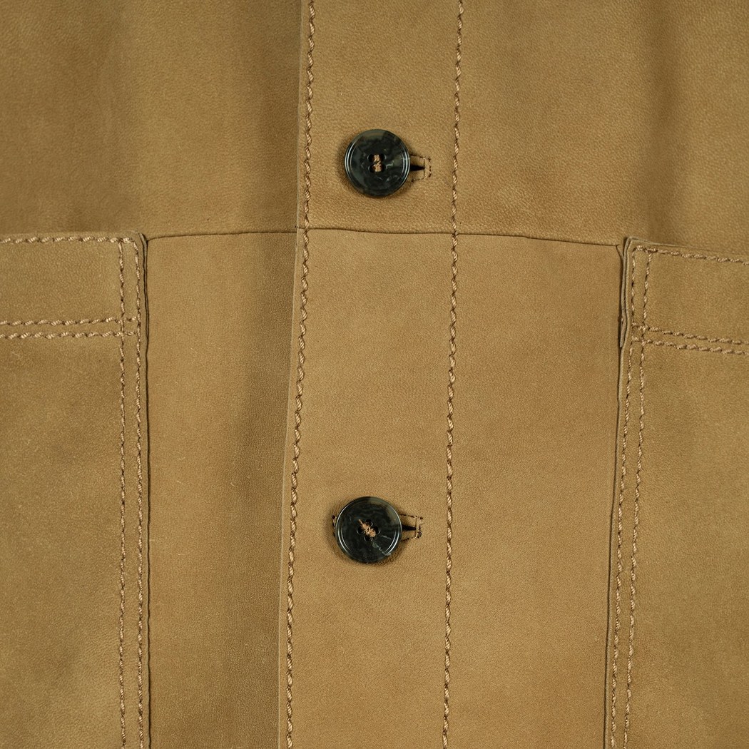 Erkek Hardal Gömlek Yaka Nubuk Ceket