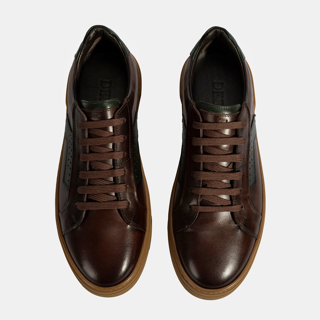 Erkek Kahve Bağcıklı Deri Günlük Ayakkabı