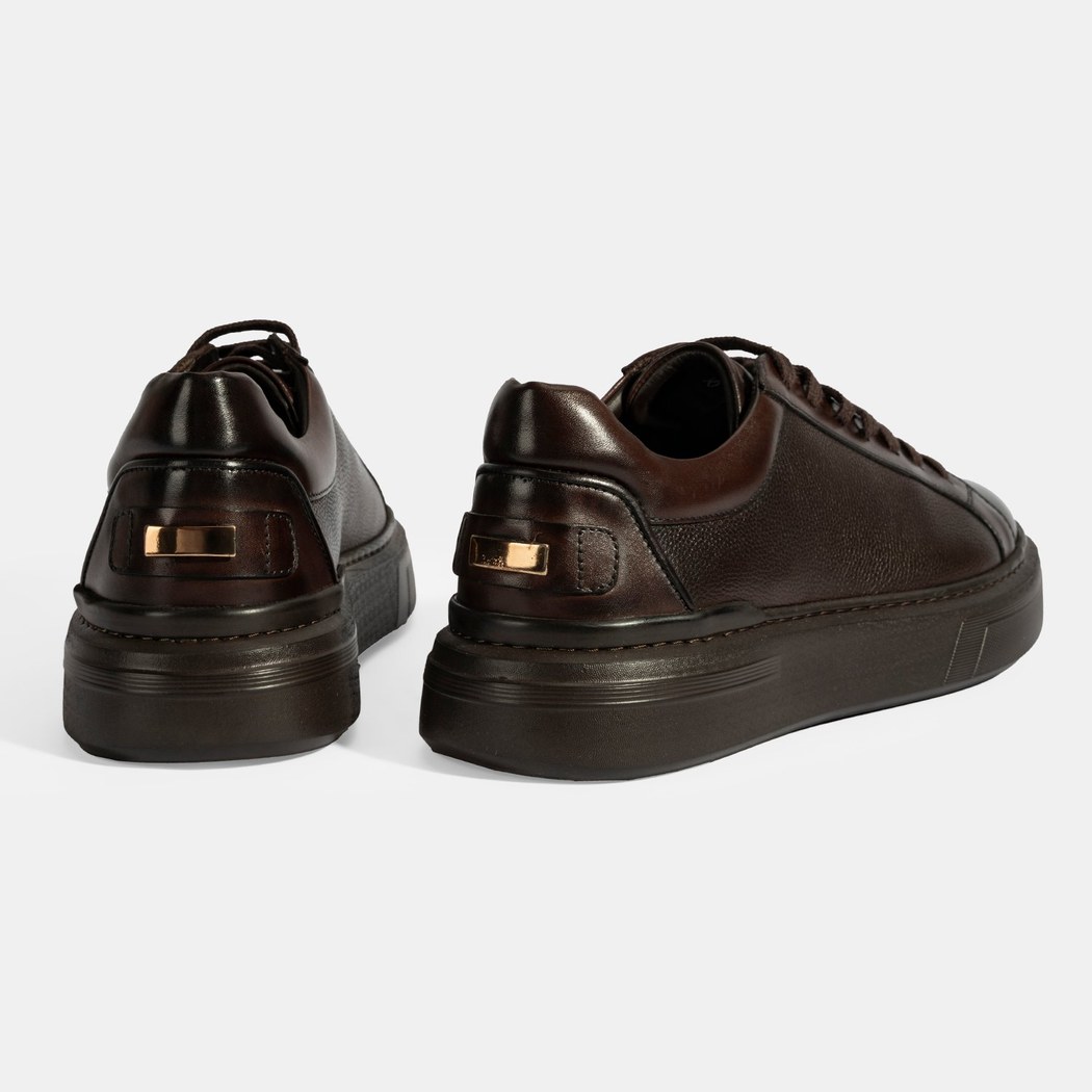 Erkek Kahve Bağcıklı Deri Günlük Ayakkabı