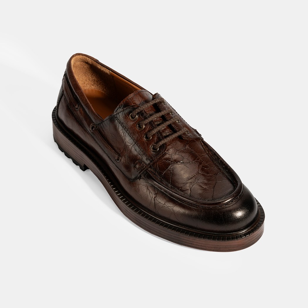 Erkek Kahve Bağcıklı Deri Günlük Ayakkabı