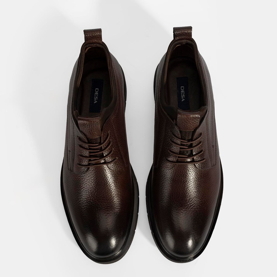 Erkek Kahve Bağcıklı Deri Klasik Ayakkabı