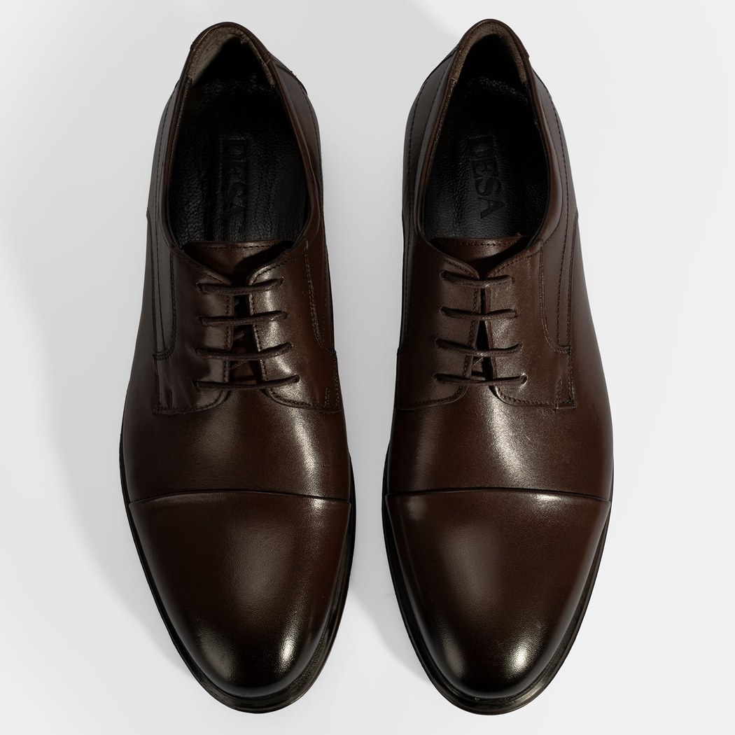 Erkek Kahve Bağcıklı Deri Klasik Ayakkabı