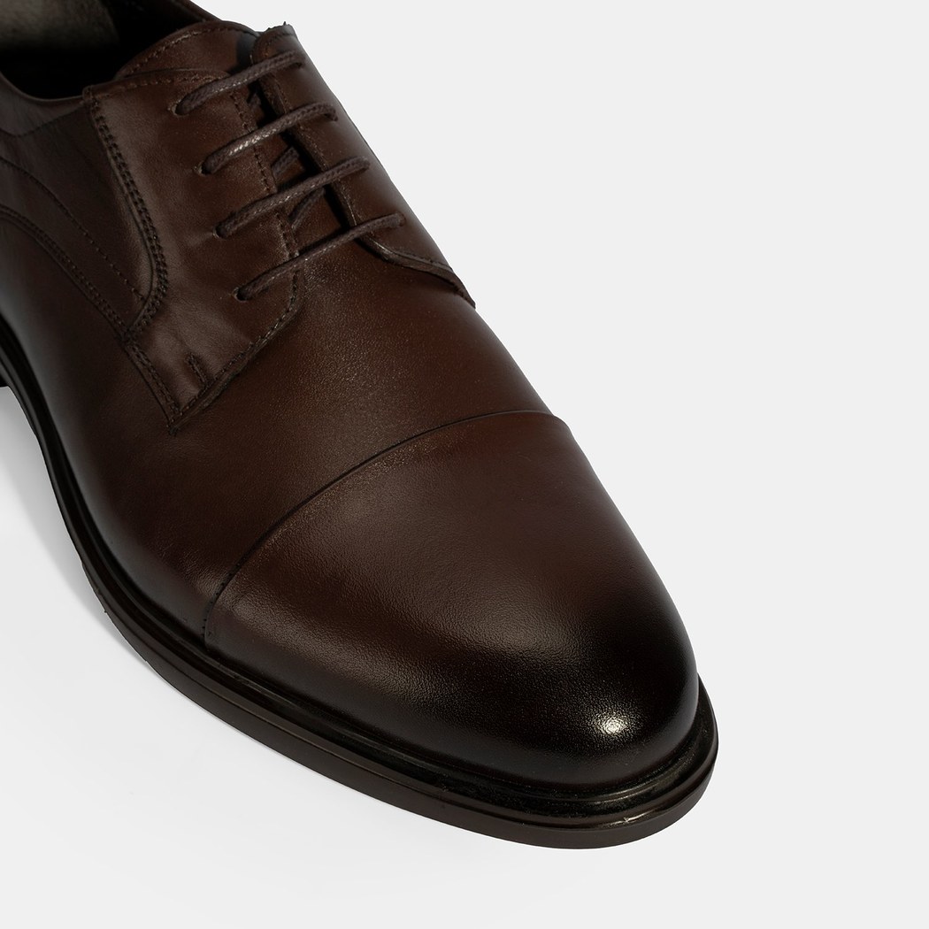 Erkek Kahve Bağcıklı Deri Klasik Ayakkabı