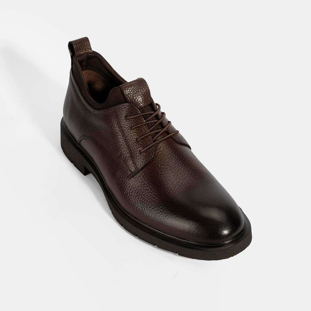 Erkek Kahve Bağcıklı Deri Klasik Ayakkabı