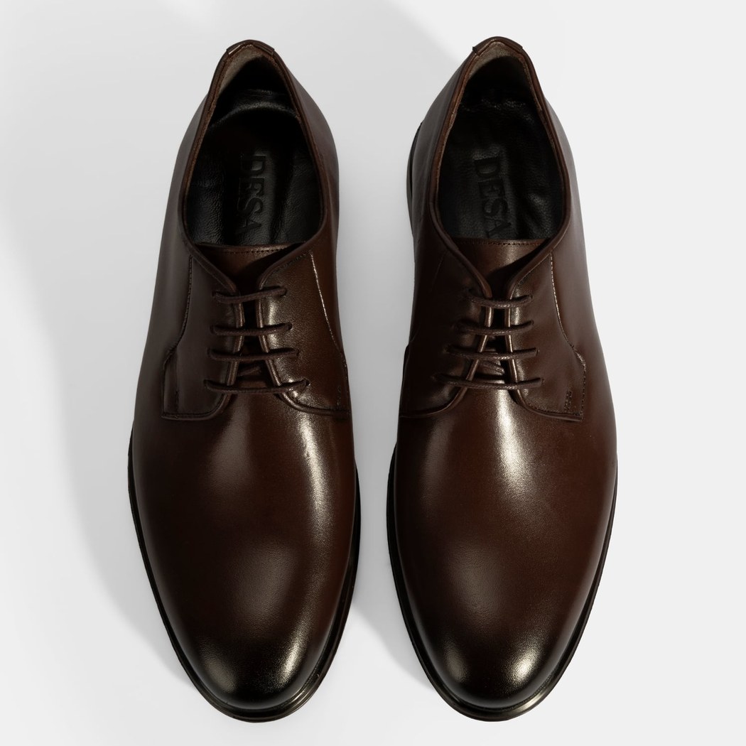 Erkek Kahve Bağcıklı Deri Klasik Ayakkabı