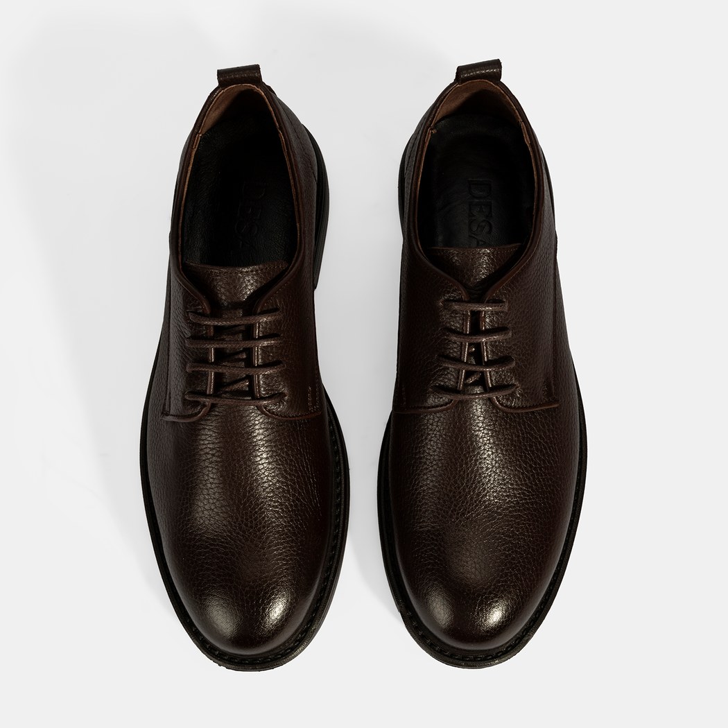 Erkek Kahve Bağcıklı Günlük Deri Ayakkabı