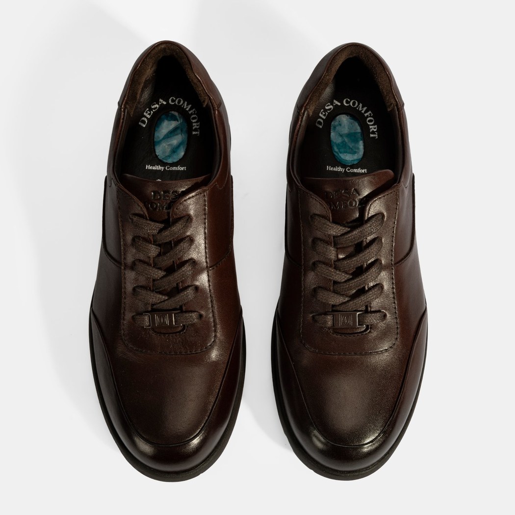 Erkek Kahve Bağcıklı Günlük Deri Ayakkabı