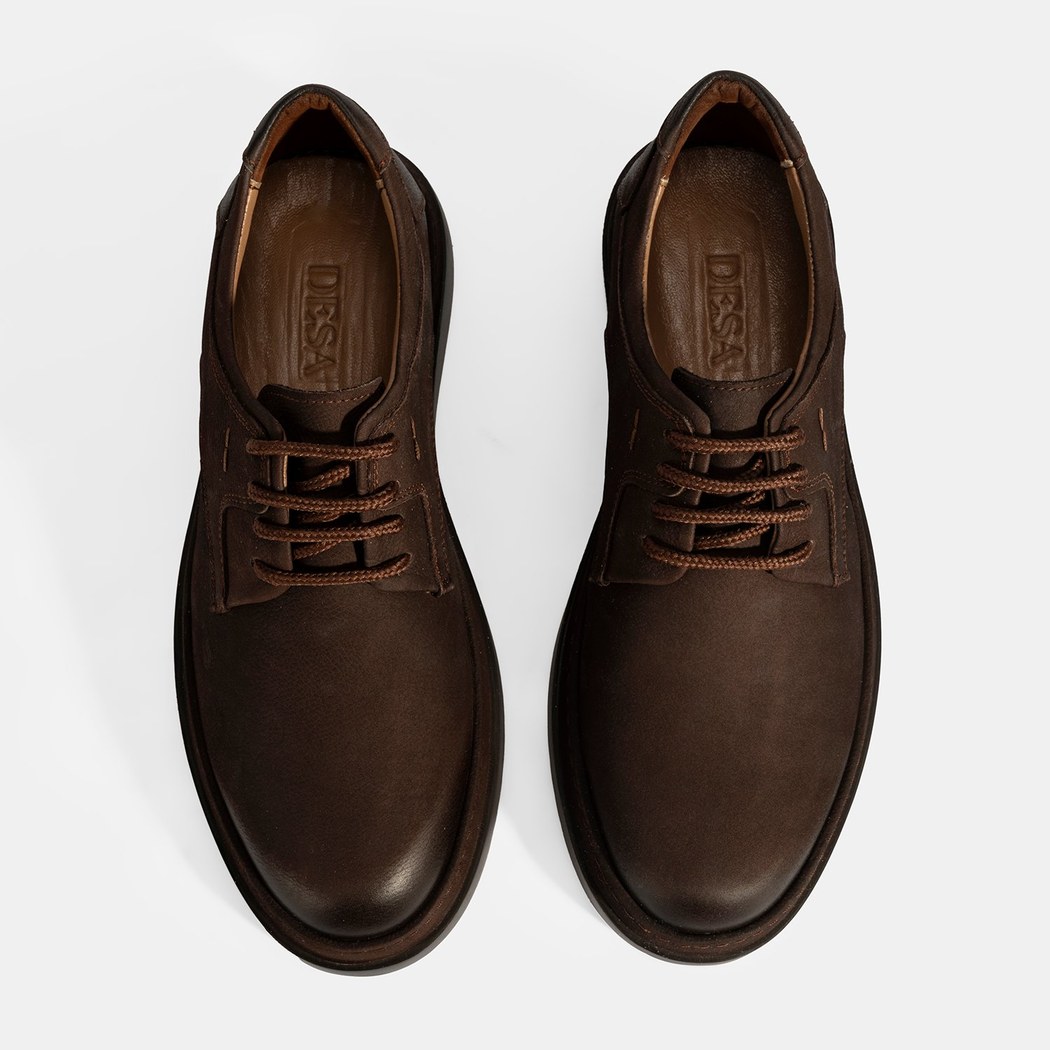 Erkek Kahve Bağcıklı Günlük Nubuk Deri Ayakkabı