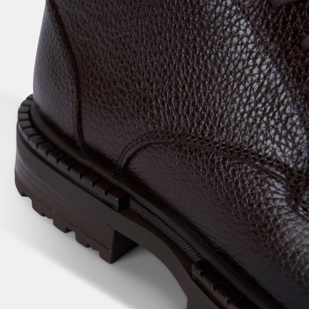 Erkek Kahve Bağcıklı Kalın Tabanlı Deri Postal Bot