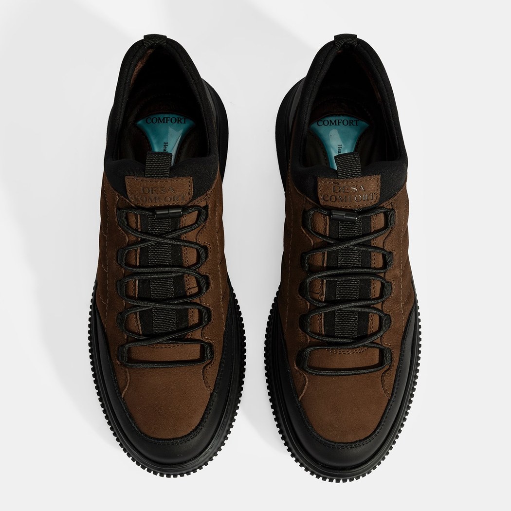 Erkek Kahve Bağcıklı Nubuk Deri Günlük Ayakkabı