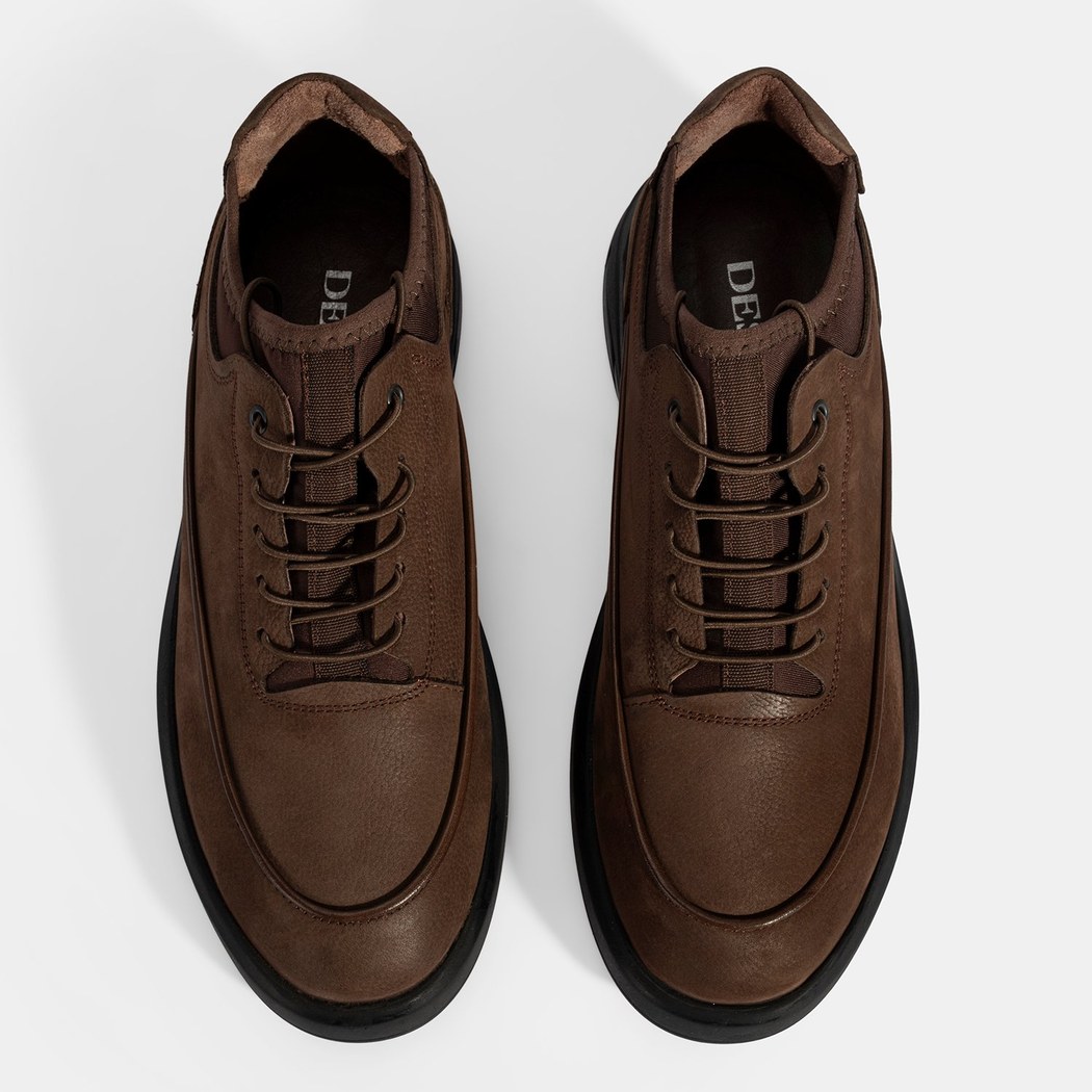 Erkek Kahve Bağcıklı Nubuk Deri Spor Ayakkabı