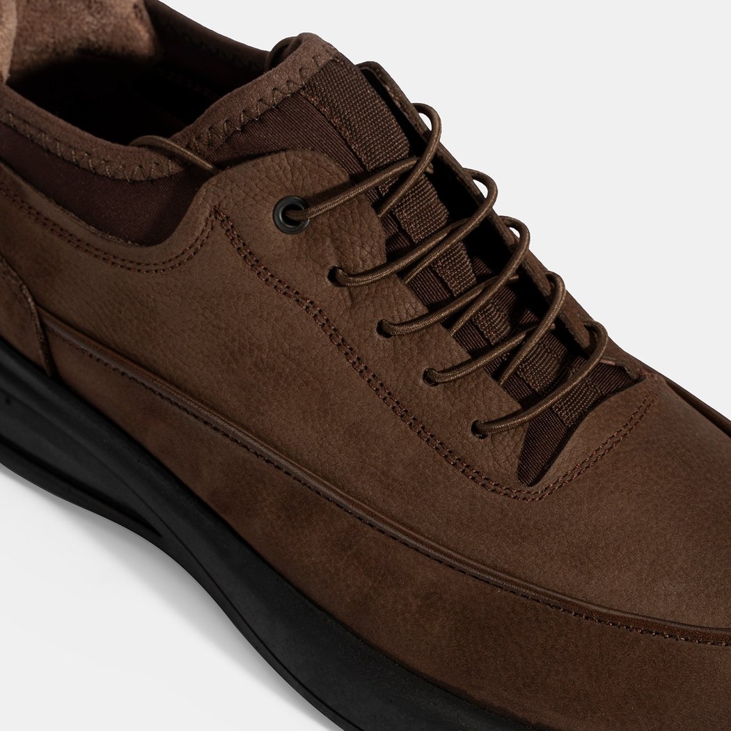 Erkek Kahve Bağcıklı Nubuk Deri Spor Ayakkabı