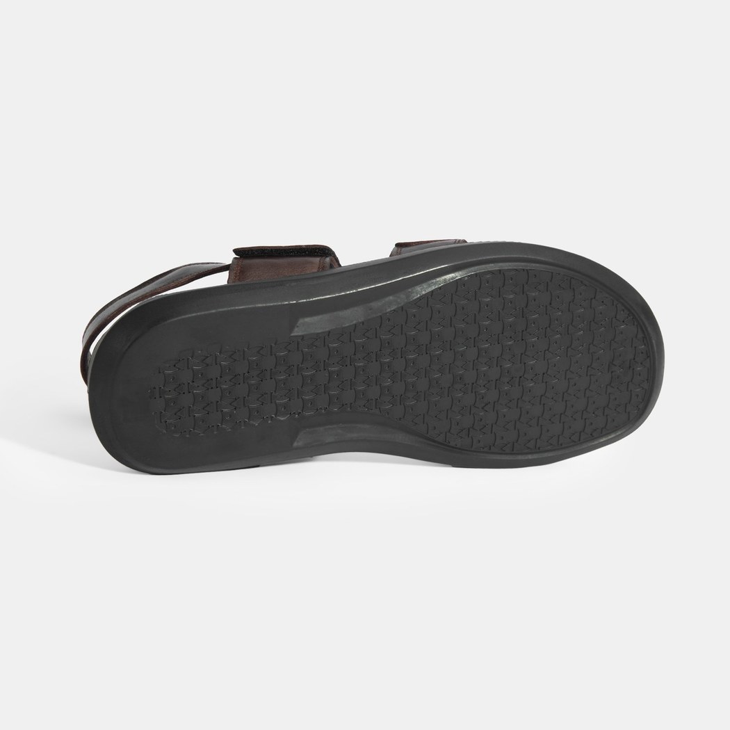 Erkek Kahve Cırt Detaylı Deri Sandalet