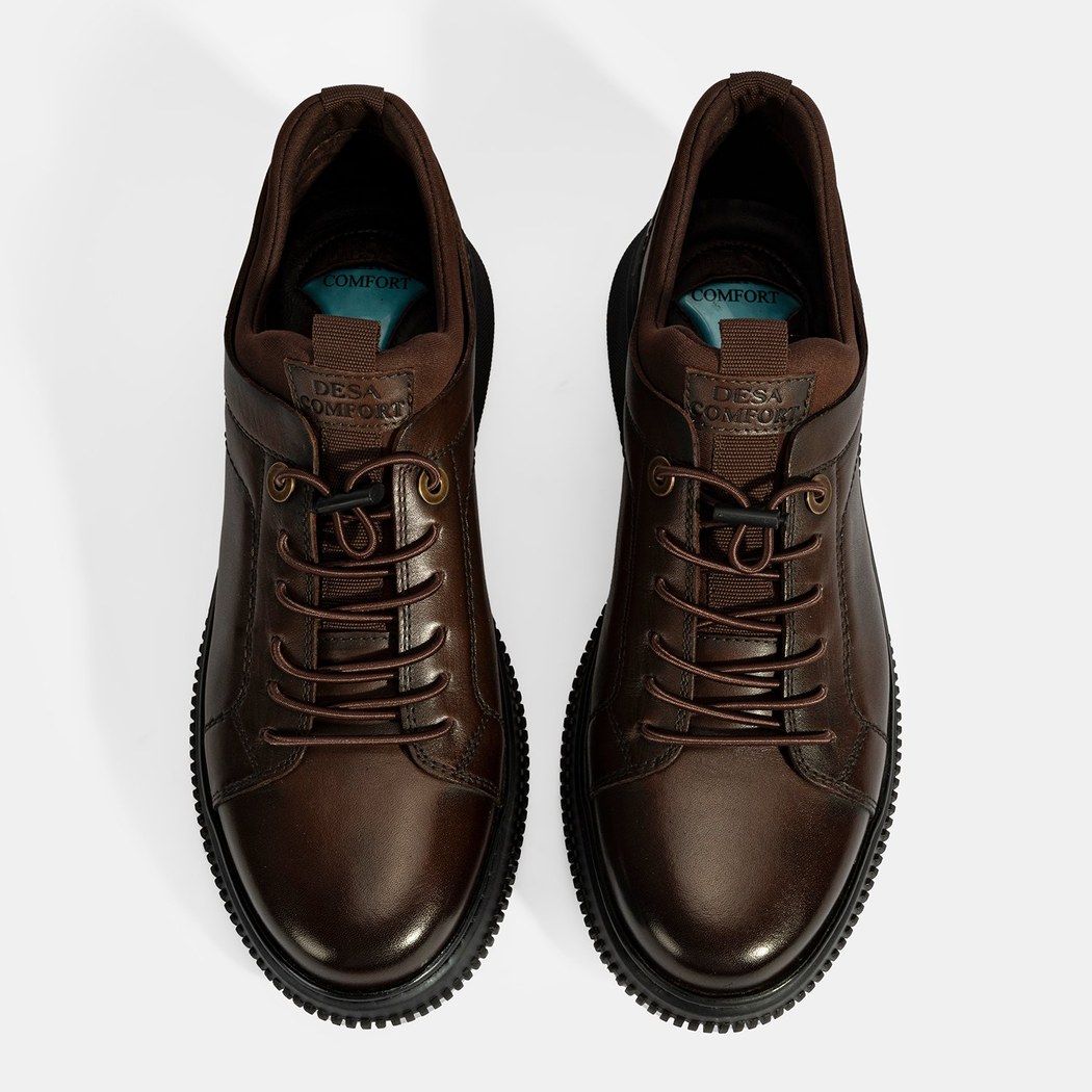 Erkek Kahve DesaComfort Bağcıklı Deri Günlük Ayakkabı