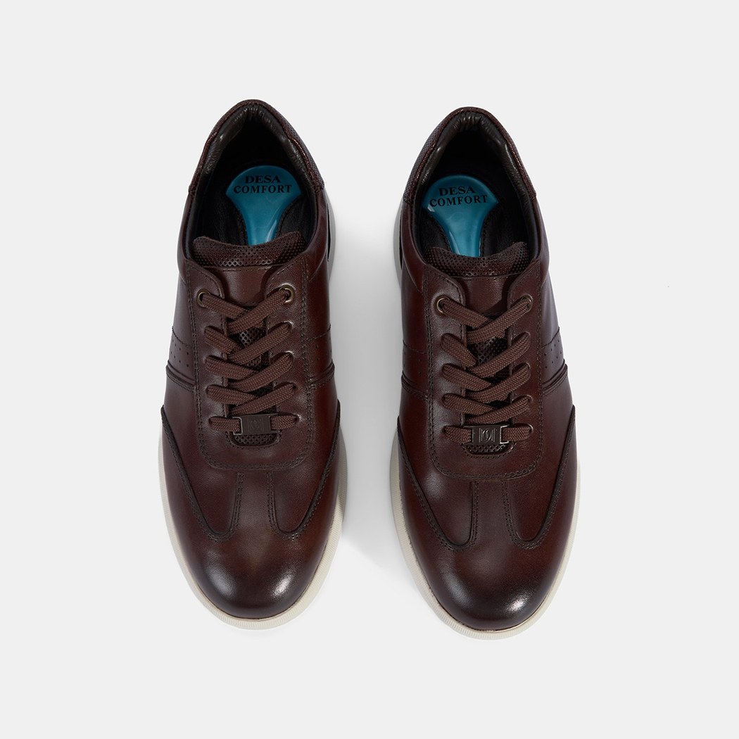 Erkek Kahve DesaComfort Deri Sneaker