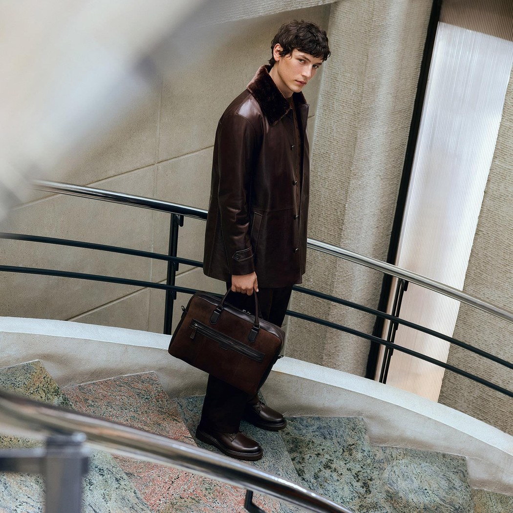 Erkek Kahve Gömlek Yakalı Deri Kaban