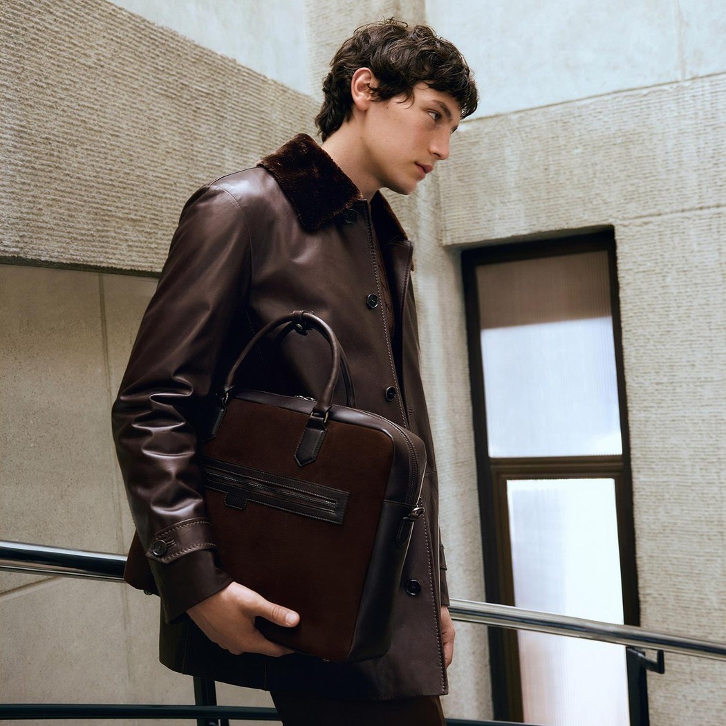 Erkek Kahve Gömlek Yakalı Deri Kaban