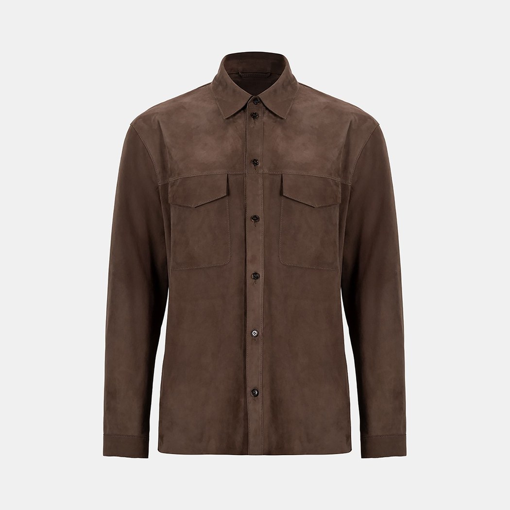 Erkek Kahve Süet Gömlek