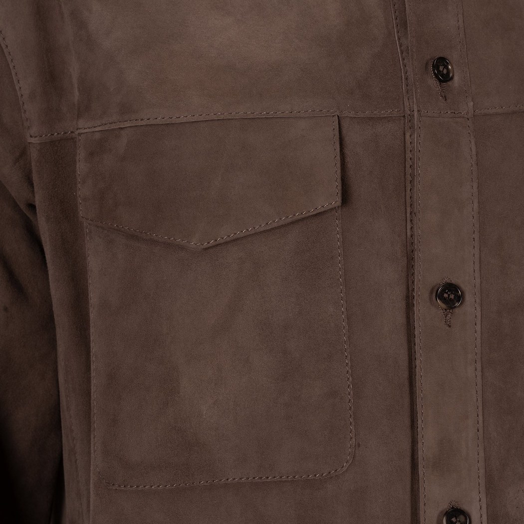 Erkek Kahve Süet Gömlek