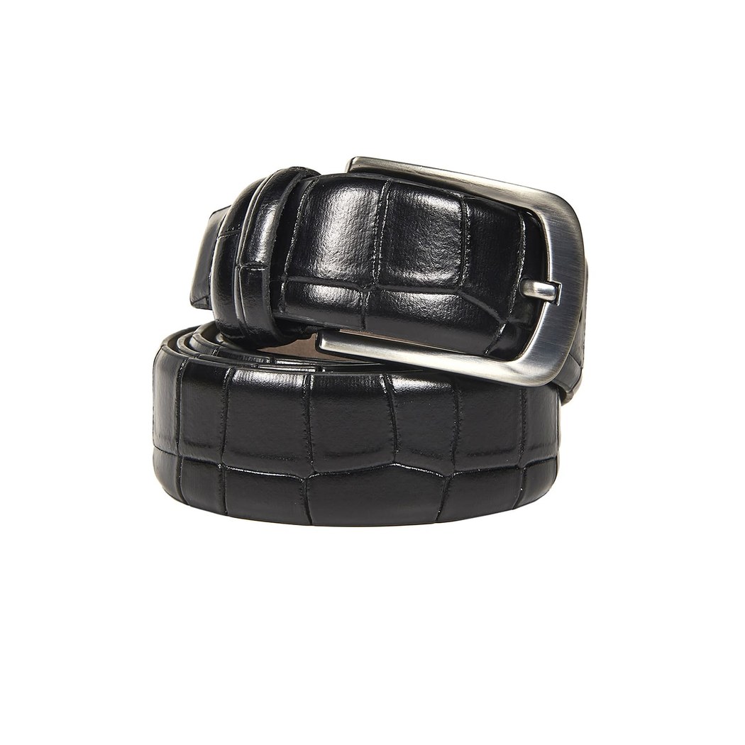 Erkek Kroko Baskılı Deri Kemer