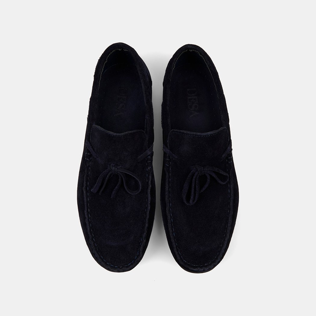 Erkek Lacivert Bağcık Detaylı Süet Loafer