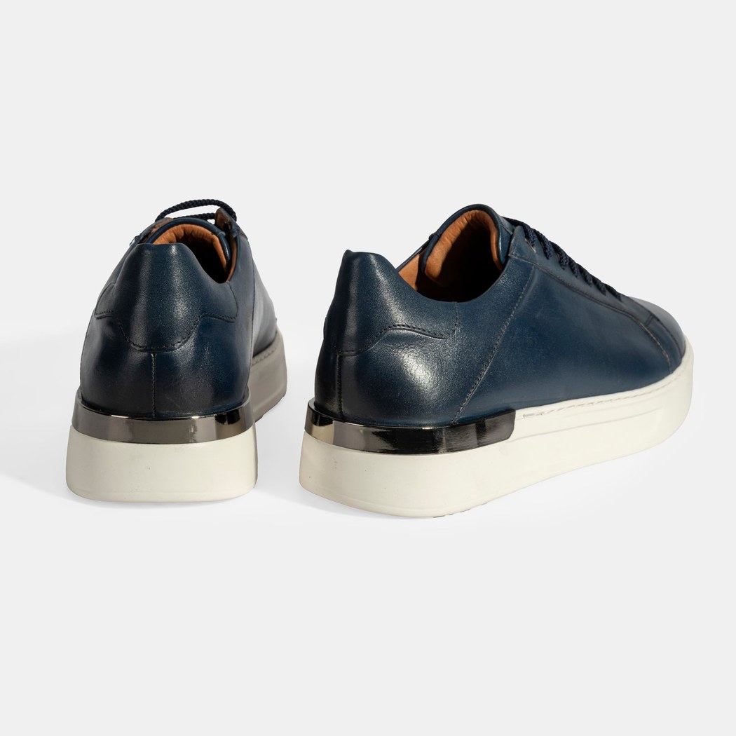 Erkek Lacivert Bağcıklı Deri Günlük Ayakkabı