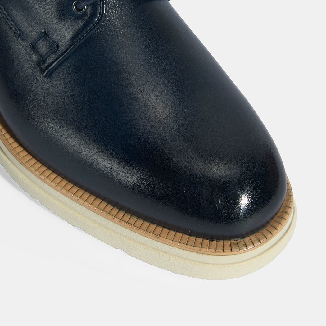 Erkek Lacivert Bağcıklı Deri Günlük Ayakkabı