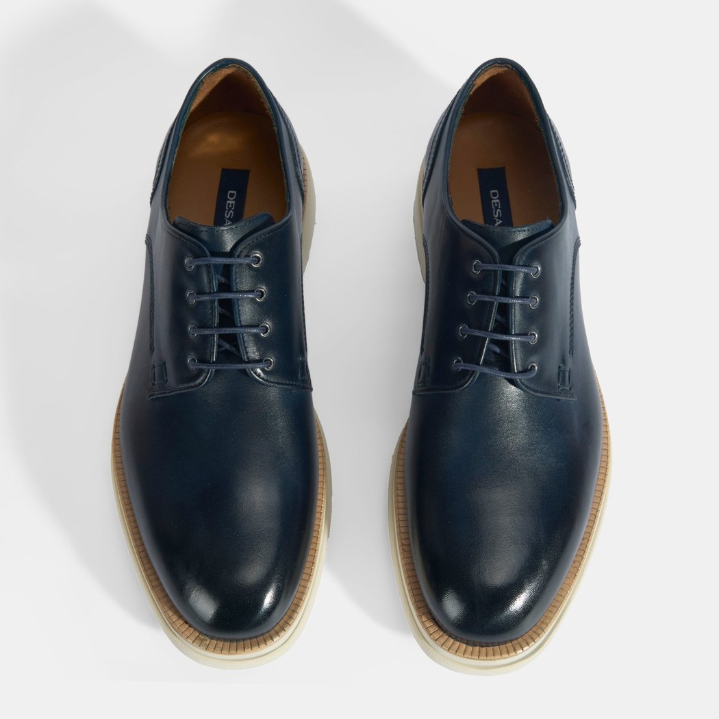 Erkek Lacivert Bağcıklı Deri Günlük Ayakkabı