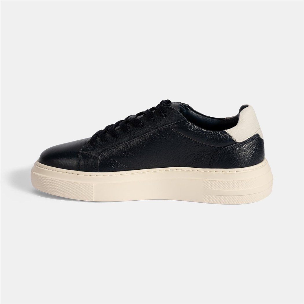 Erkek Lacivert Bağcıklı Deri Günlük Ayakkabı