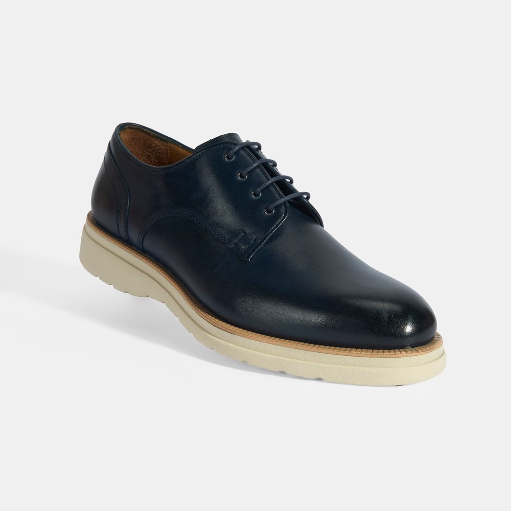 Erkek Lacivert Bağcıklı Deri Günlük Ayakkabı