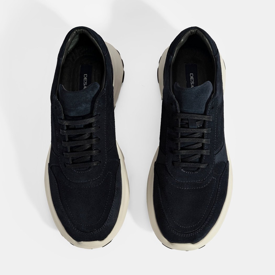 Erkek Lacivert Bağcıklı Süet Spor Ayakkabı