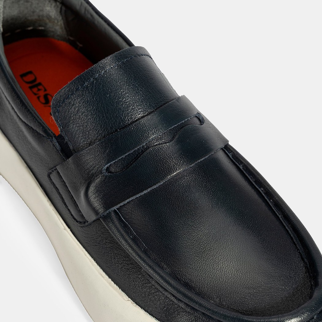 Erkek Lacivert Deri Loafer